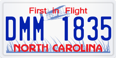 NC license plate DMM1835
