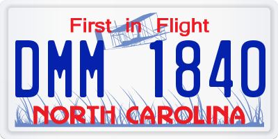 NC license plate DMM1840