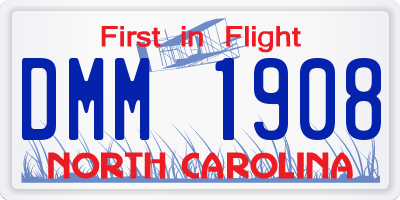 NC license plate DMM1908