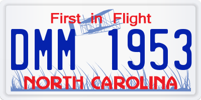 NC license plate DMM1953