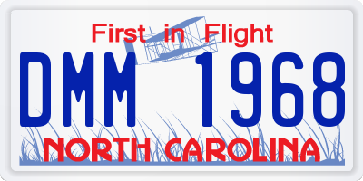 NC license plate DMM1968