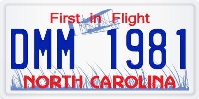 NC license plate DMM1981