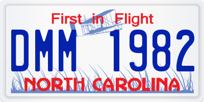 NC license plate DMM1982