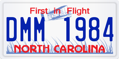 NC license plate DMM1984