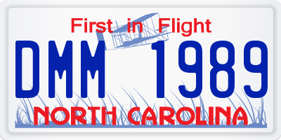 NC license plate DMM1989