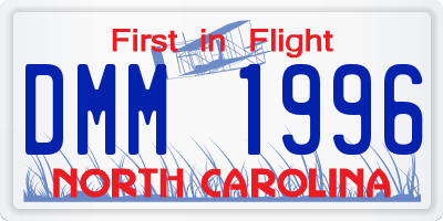 NC license plate DMM1996
