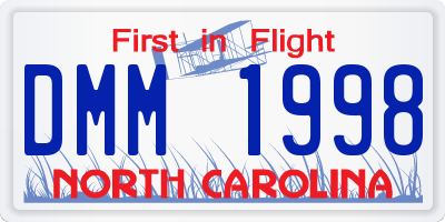 NC license plate DMM1998