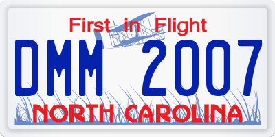 NC license plate DMM2007