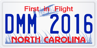 NC license plate DMM2016
