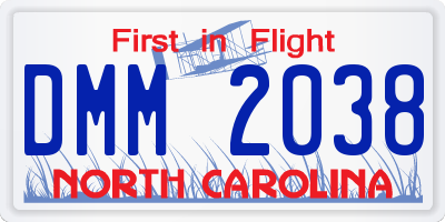 NC license plate DMM2038
