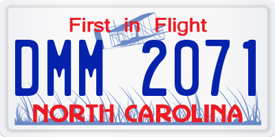 NC license plate DMM2071