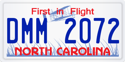 NC license plate DMM2072