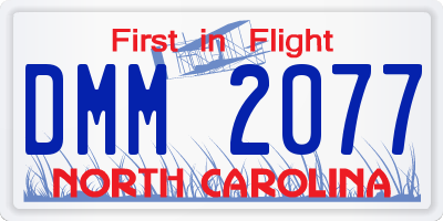 NC license plate DMM2077