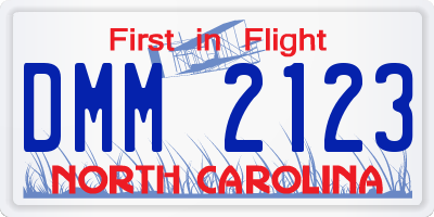 NC license plate DMM2123