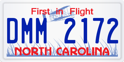 NC license plate DMM2172
