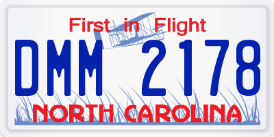 NC license plate DMM2178