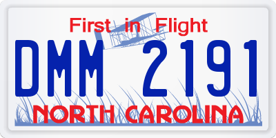 NC license plate DMM2191