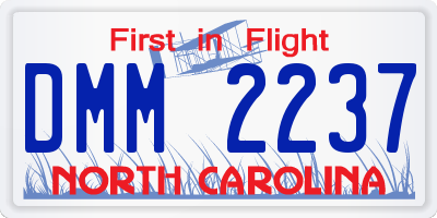 NC license plate DMM2237