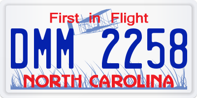 NC license plate DMM2258