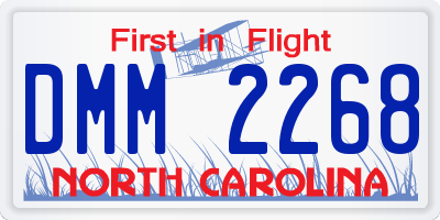 NC license plate DMM2268