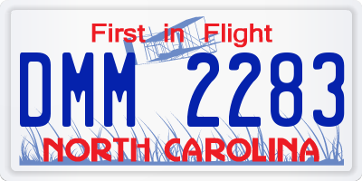 NC license plate DMM2283