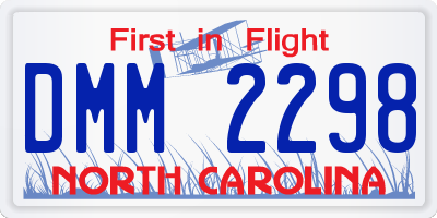 NC license plate DMM2298