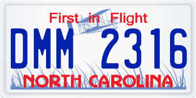NC license plate DMM2316
