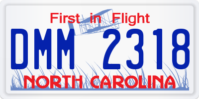 NC license plate DMM2318