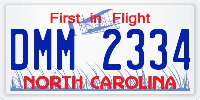 NC license plate DMM2334