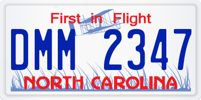 NC license plate DMM2347
