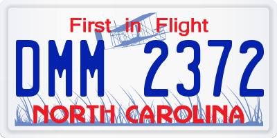 NC license plate DMM2372