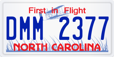 NC license plate DMM2377