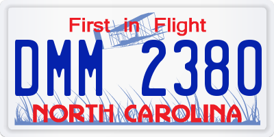 NC license plate DMM2380