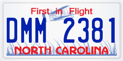 NC license plate DMM2381