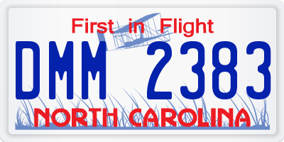 NC license plate DMM2383
