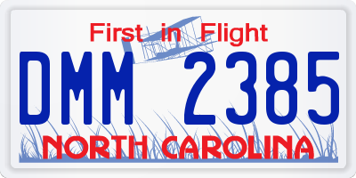 NC license plate DMM2385