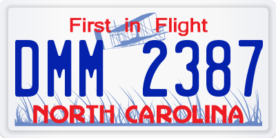 NC license plate DMM2387