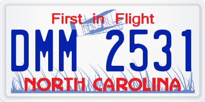 NC license plate DMM2531