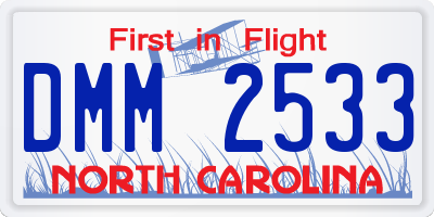 NC license plate DMM2533