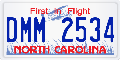 NC license plate DMM2534