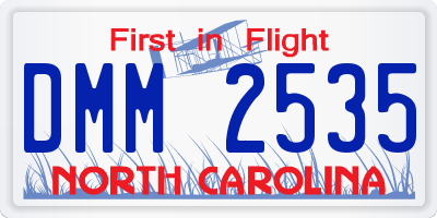 NC license plate DMM2535