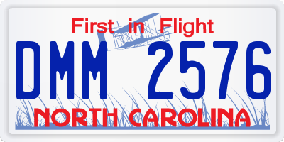 NC license plate DMM2576