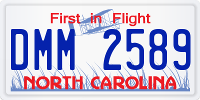 NC license plate DMM2589
