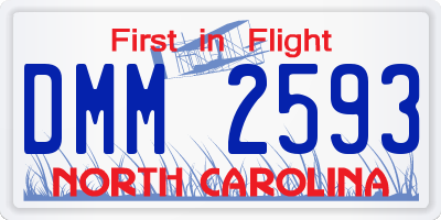 NC license plate DMM2593