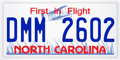 NC license plate DMM2602