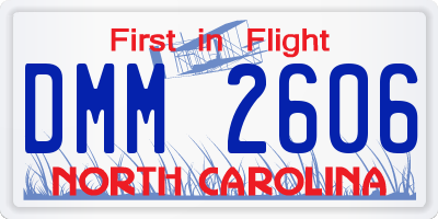 NC license plate DMM2606