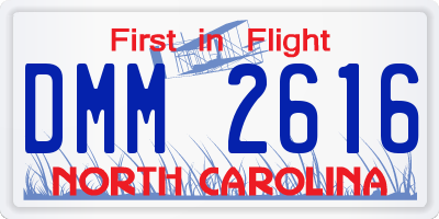 NC license plate DMM2616