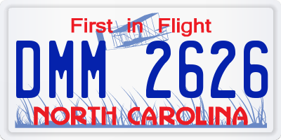 NC license plate DMM2626