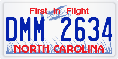NC license plate DMM2634