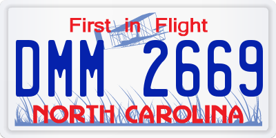 NC license plate DMM2669